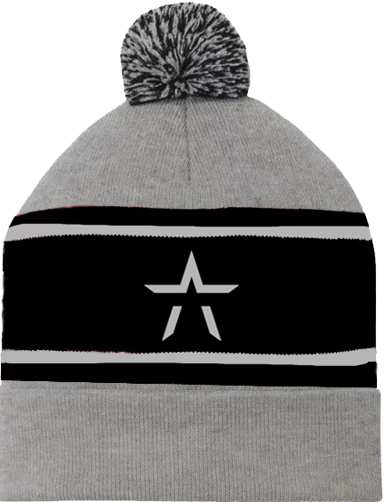 STARSET STRIPED GREY POM BEANIE