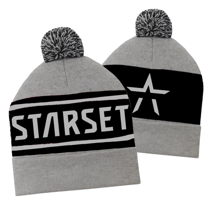 STARSET STRIPED GREY POM BEANIE