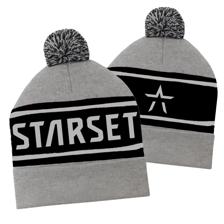 STARSET STRIPED GREY POM BEANIE
